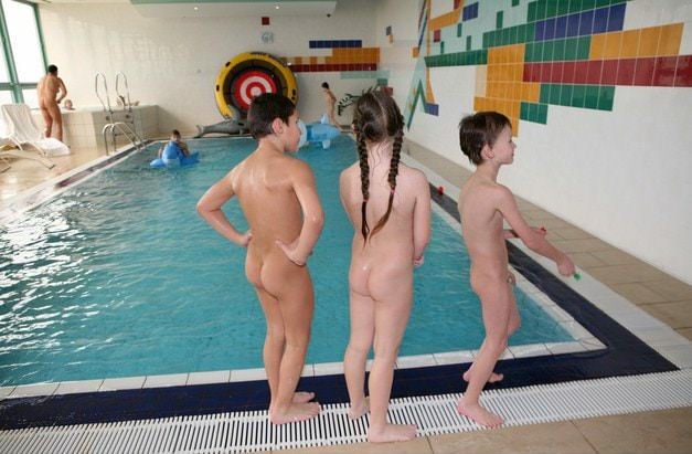 Family nudism naturism in the pool photo series purenudism [Euronat naturism]