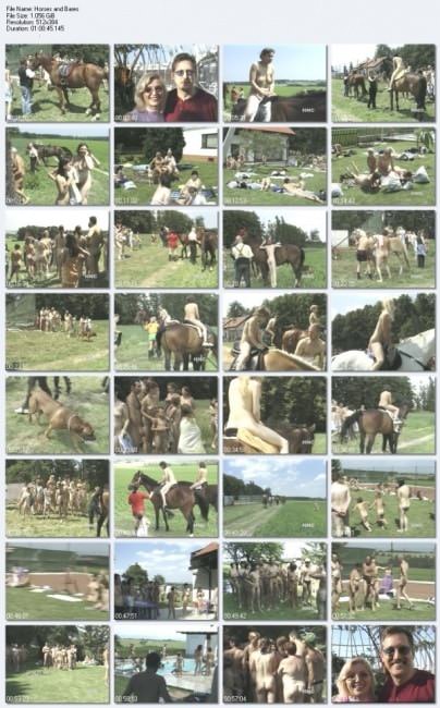 Horseback riding adult and young naturists video [Euronat naturism]